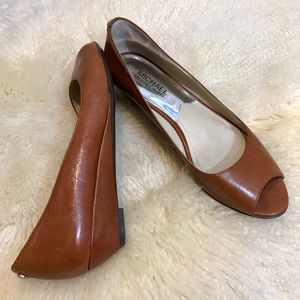 MICHAEL Michael Kors Leather Peep-Toe Flats